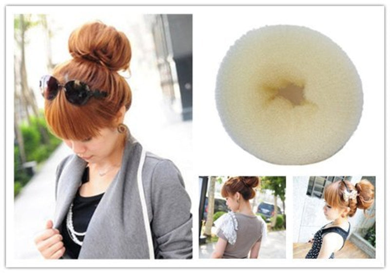 CareforYou® Children Kids Girls Ballet Dance Hair Bun Donut Ring Shaper Hair Styler Maker Doughnut Former Sponge PACK OF 2 SIZES Small & Medium (Beige) Beige - NewNest Australia