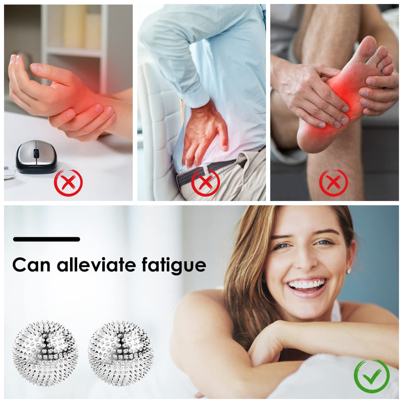 Pack Of 4 Acupressure Ball With 10 Pieces Acupressure Ring Finger, Skills Ring Acupressure Rings Magnetic Spiked Massage Ball Metal Small Skills Borderline Set Hedgehog Balls Massage Rings For Stress Relief Silver - NewNest Australia