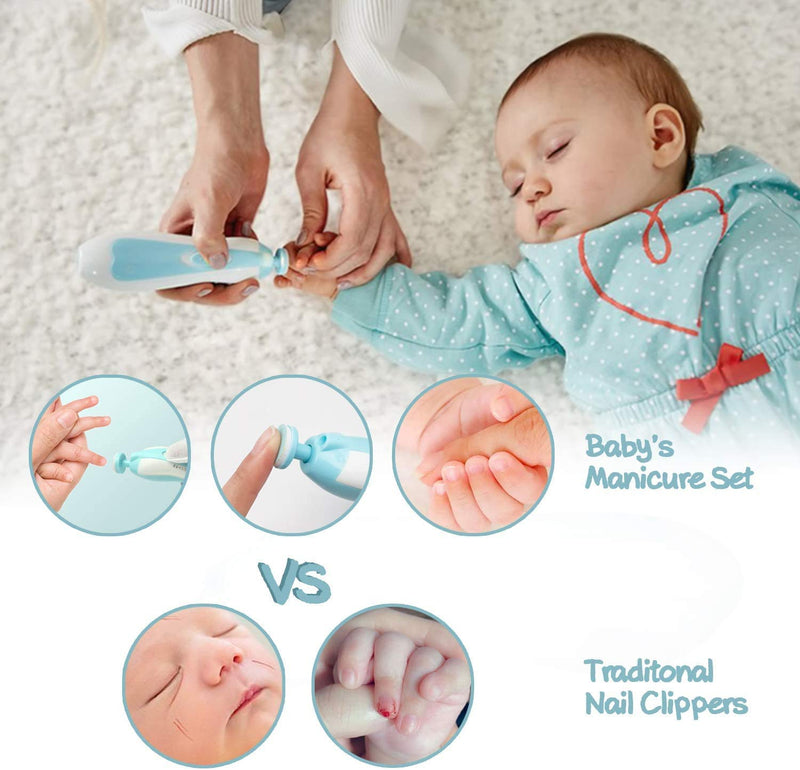Baby Nail Trimmer File with Light Safe Electric Nail Clippers Kit for Newborn Infant Toddler Kids Toes and Fingernails Care, Polish and Trim Battery Operated (AA) - NewNest Australia