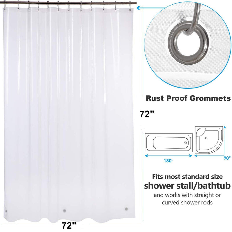 downluxe Heavy Duty Shower Curtain Liner Clear - PEVA 8G Waterproof for Bathroom, Rust Proof Grommets, 72x72 Inches, 1PC Clear 8g 1 - NewNest Australia