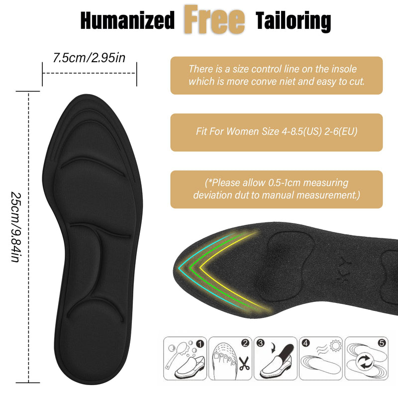 WLLHYF 3 Pairs Foot Pads Inserts Insoles High Heel Cushion Grips Standing All Day for Too Big Loose Shoe Sneakers Sole Protector Filler Feet Arch Bottom Liners Replacement for Women Men - NewNest Australia