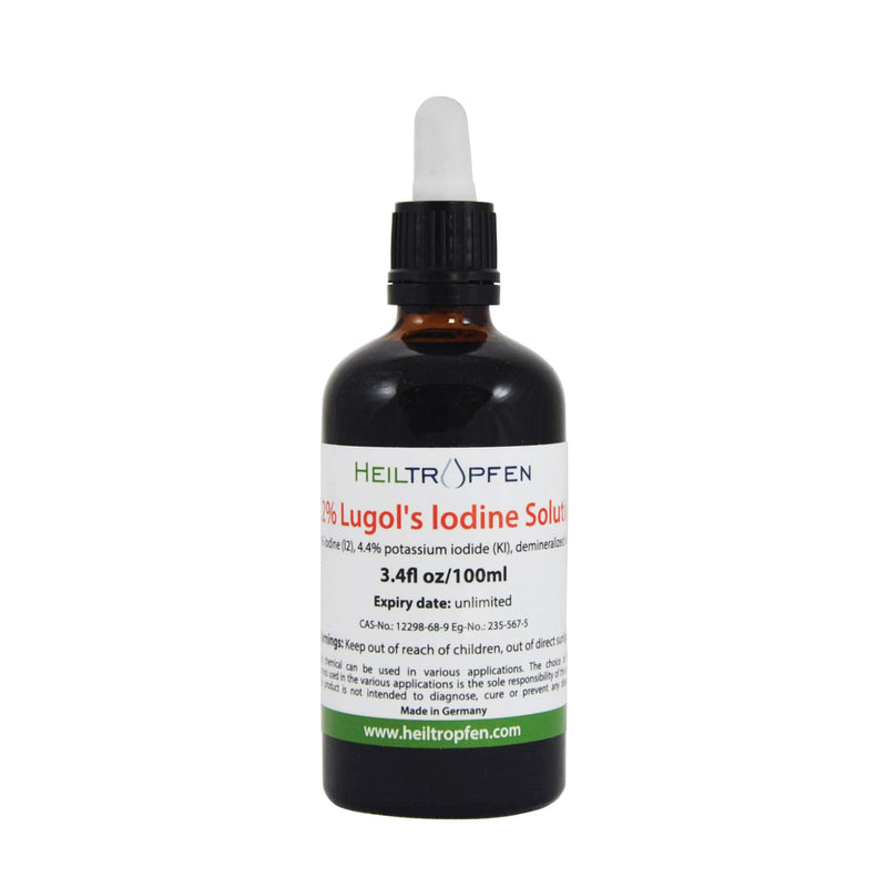 2.2% Lugol's Iodine Solution (3.4 Fl Oz), Pharmaceutical Grade, Lugols Solution Made with Iodine and Potassium Iodide. Heiltropfen® - NewNest Australia