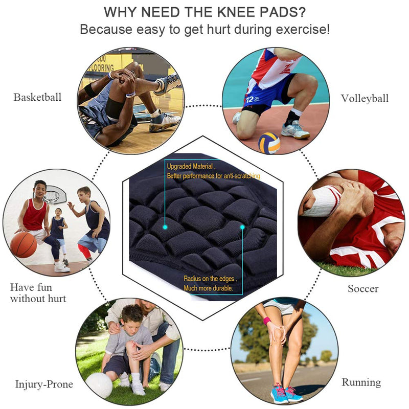 Knee Pads Compression Leg Sleeve Knee Sleeve for All Sports Wrestling Protector Gear, Youth & Adult Sizes, 1 Pair of Knee Paded Black_2 Pack Large - NewNest Australia