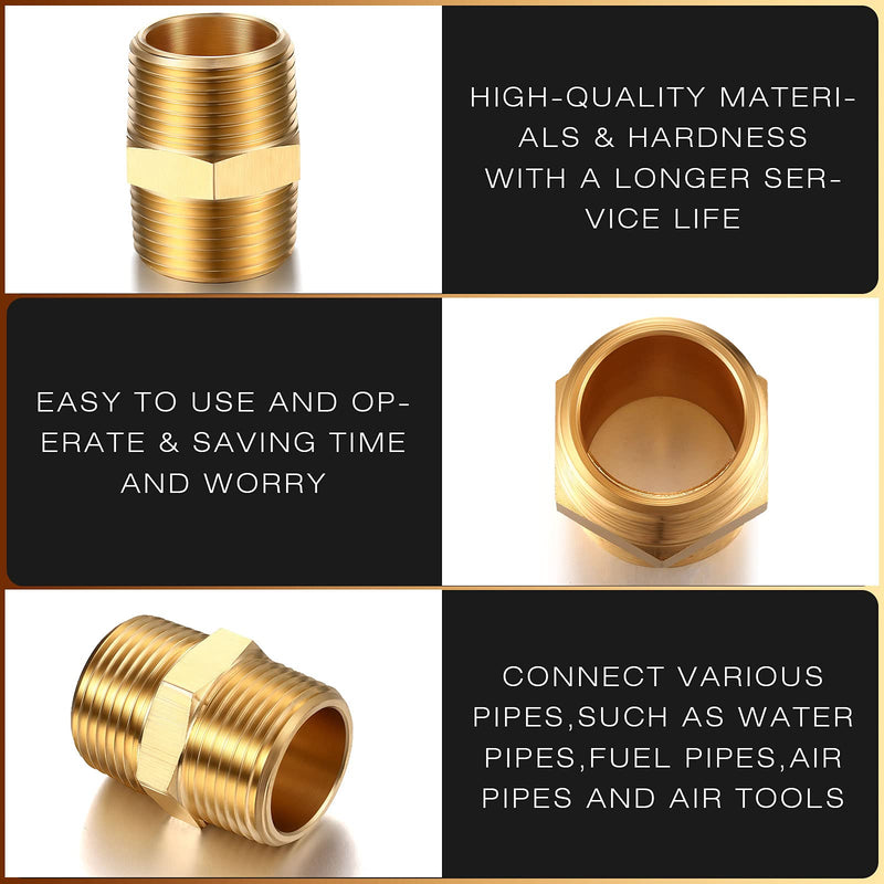 2 Pieces Brass Pipe Fitting 3/4 x 3/4 Inch NPT Brass Hex Nipple Male Pipe Adapter, Straight Connector Pipe Fitting - NewNest Australia