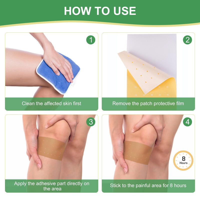 Pain Relief Patches Heat Patches Larger Size 24 PCS, Pain Relief Plaster 12 Hours Long-Lasting Pain Relief for Back Knee Joint Muscle Neck Shoulder Pain, 9 * 12cm Green 24pcs L-24PCS - NewNest Australia