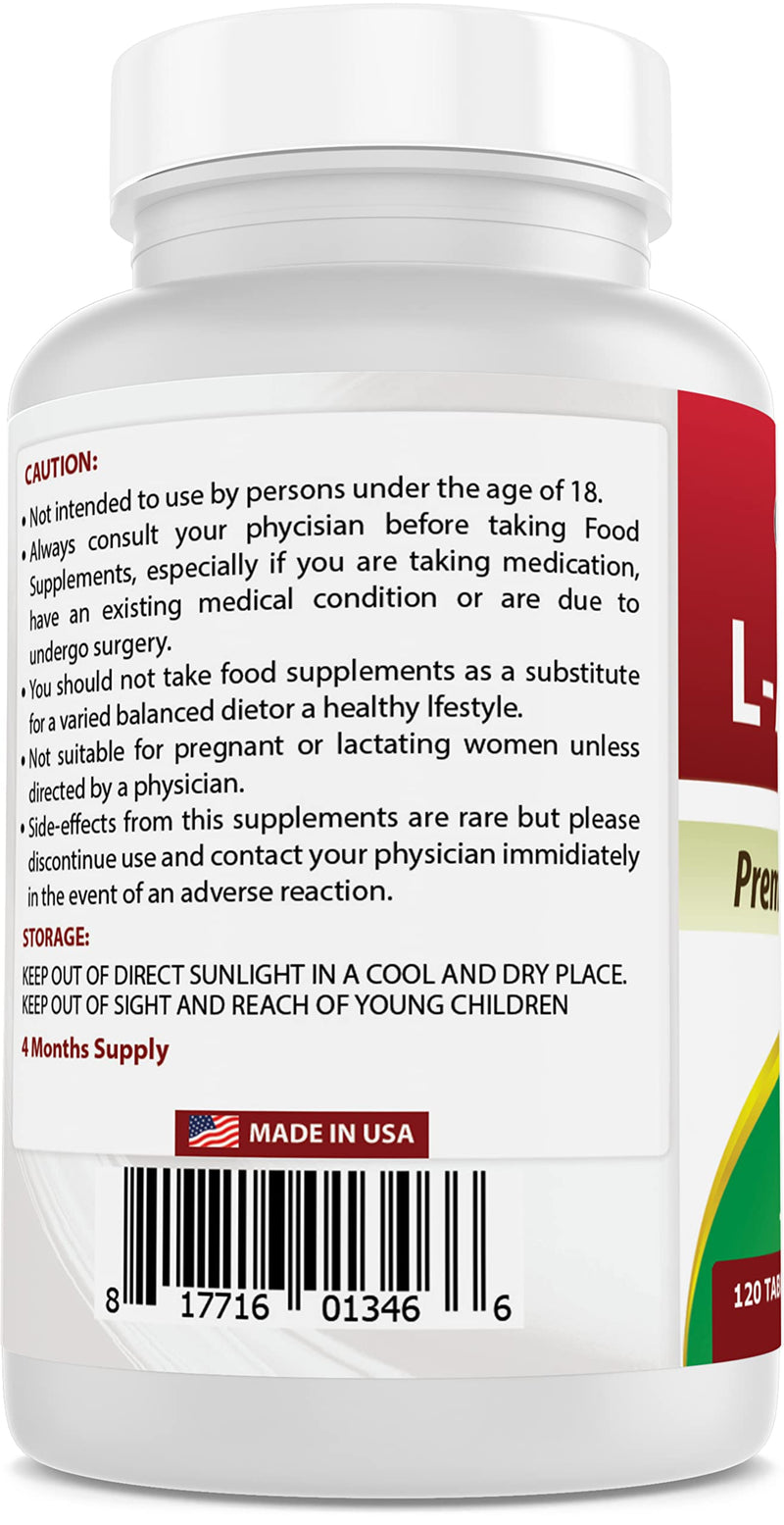 3 Pack - Best Naturals L-Arginine 1000 mg 120 Tablets - Pharmaceutical Grade L Arginine Supplement Promotes Nitric Oxide Synthesis (Total 360 Tablets) - NewNest Australia