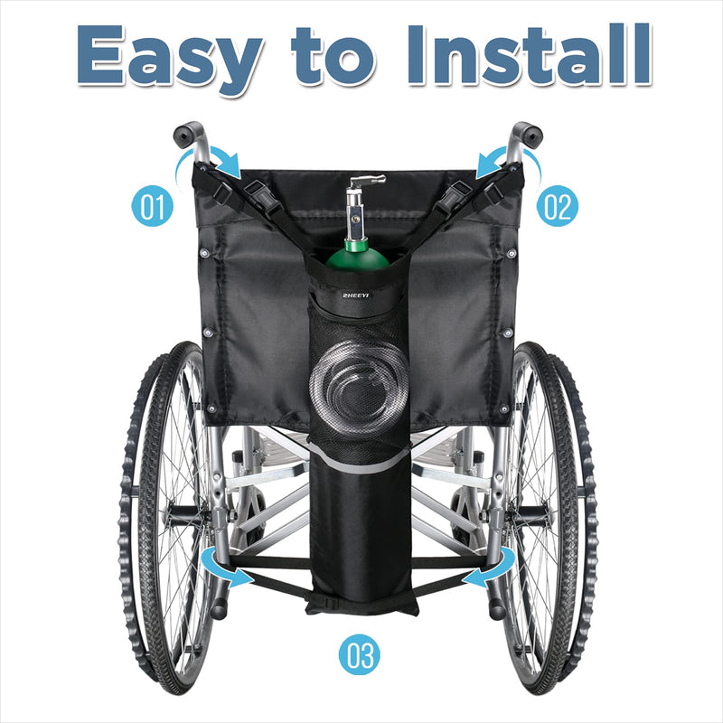ZHEEYI Oxygen Cylinder Bag for Wheelchairs with Buckles, Fits Any Wheelchair, Black (Fits Most Oxygen cylinders) - NewNest Australia