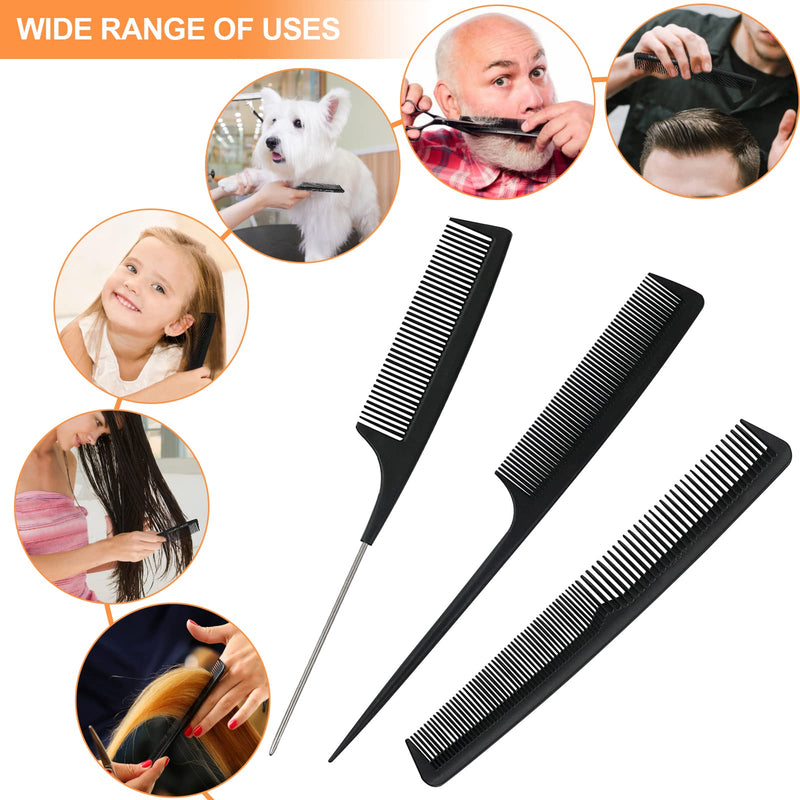 Sularpek Comb, 3 Pieces Tail Combs Set, Fine Tooth Comb, Carbon Fibre Styling Comb, Hairdressing Comb, Teasing Hair Comb for Women and Men, Anti Static, Heat Resistant Fine Wide Tooth Comb - NewNest Australia