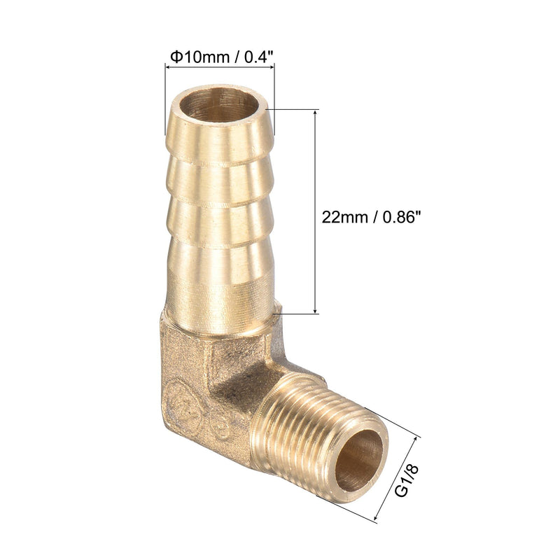 uxcell Brass Hose Barb Fitting Elbow 10mm x G1/8 Male Thread Right Angle Pipe Connector with Stainless Steel Hose Clamp, Pack of 2 - NewNest Australia