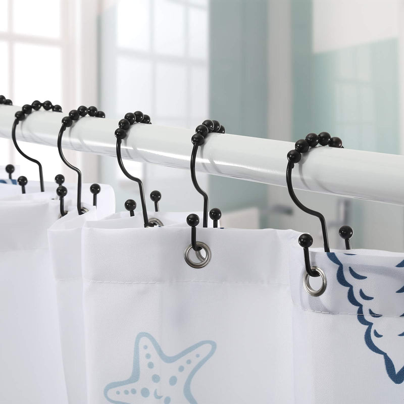 Shower Curtain Hooks, Goowin Shower Curtain Rings, Stainless Steel Shower Curtain Hooks Rust Proof Free Sliding Double Shower Hooks for Curtain, Shower Curtains & Liners (Black) Black - NewNest Australia