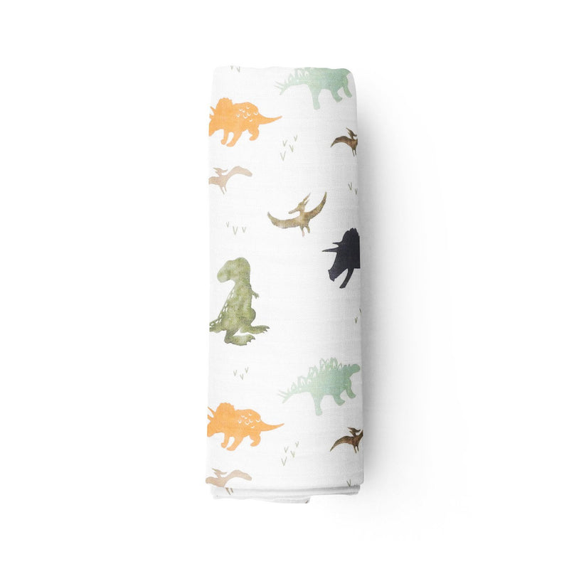 NewNest Australia - Aenne Baby Muslin Baby Swaddle Blanket Dinosaur Dino Print, Luxurious, Soft and Silky, 70% Bamboo 30% Cotton 47x47inch (1pack), Baby boy Nursing Cover, wrap, Burp Cloth Dinosaur Print 