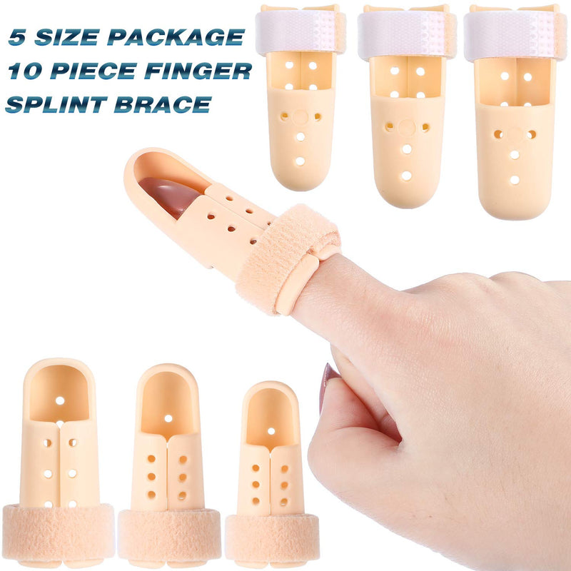 10 Pieces Finger Splint Mallet Finger Support Finger Splint Brace Plastic Finger Support Protector for Adjustable Finger Immobilizer for Basketball Finger Joint Protection, 5 Sizes - NewNest Australia