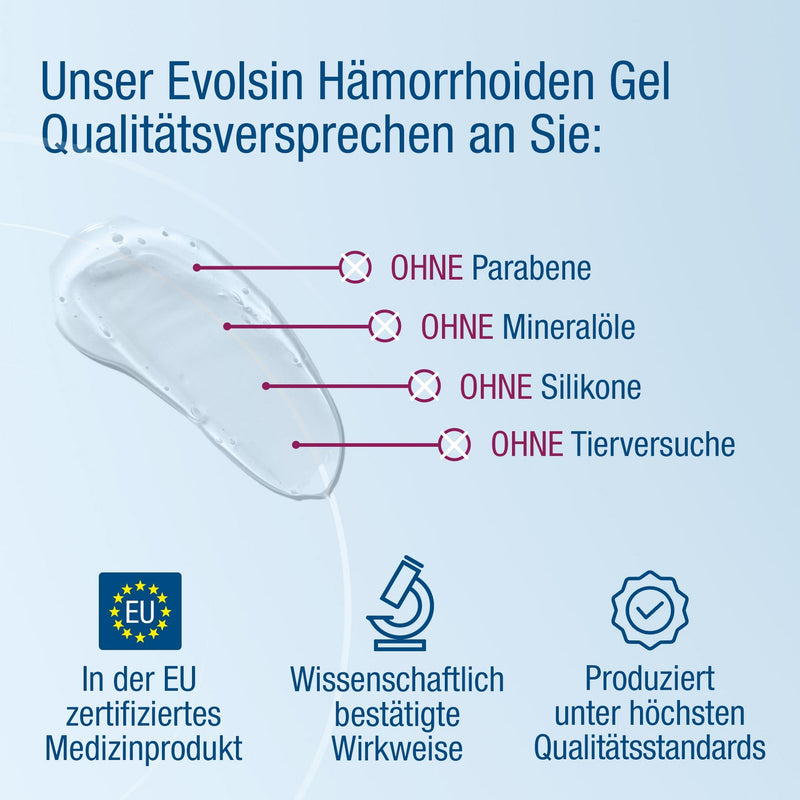 Evolsin® hemorrhoid gel - against burning, pain, bleeding and itching - anti-inflammatory hemorrhoid ointment also for anal fissures - medical product - NewNest Australia