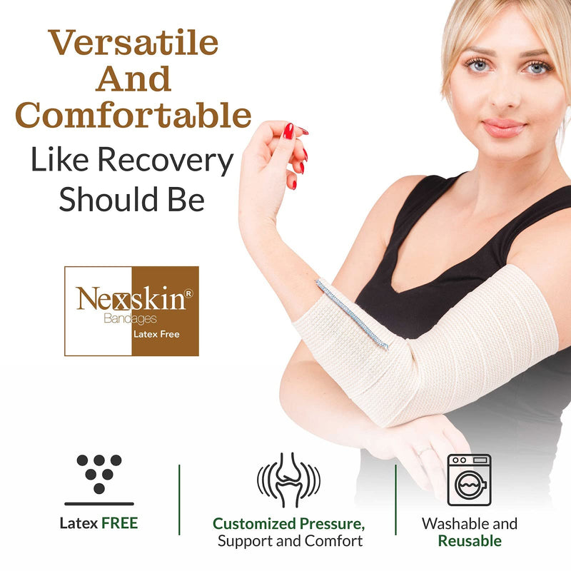 Premium Elastic Bandage Wrap (4” Wide, 2 Pack) - Nexskin Latex Free Athletic/Medical Compression Bandages Hook & Loop Fasteners at Both Ends - Lifetime Washable & Reusable USA Organic Cotton Bandage 4 Inch (Pack of 2) - NewNest Australia