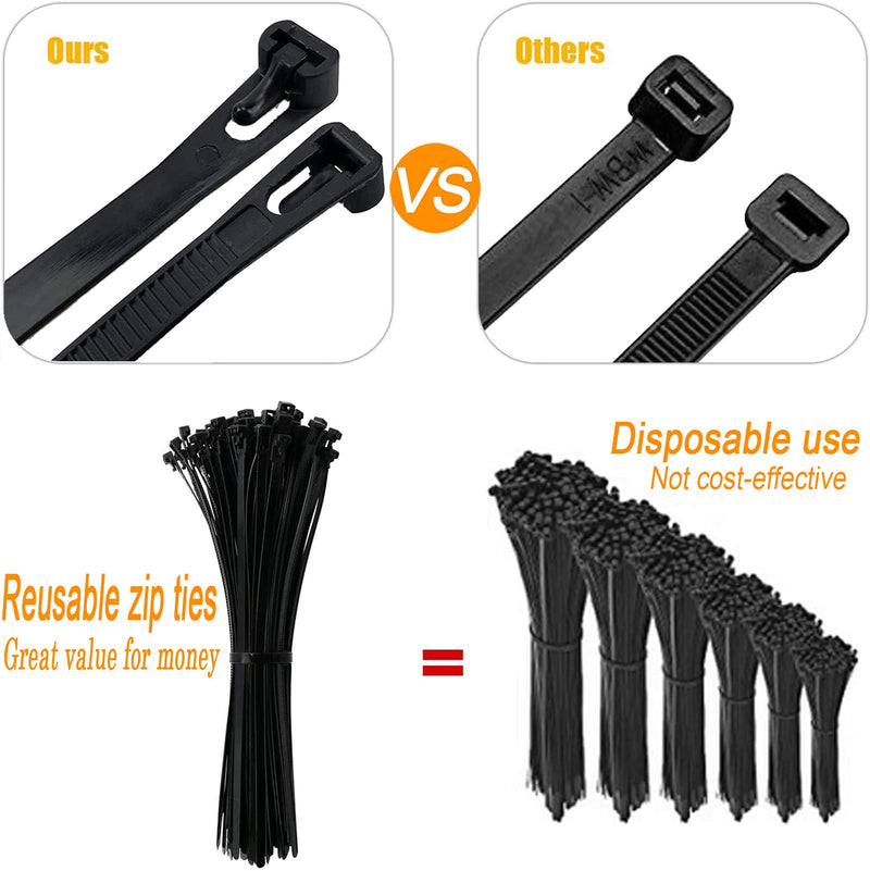 Releasable Reusable Zip Ties 12 Inch Heavy Duty Zip Tie Thick Black Cable Ties Reusable 100 Pack 50lb Tensile Strength Nylon Cable Wire Ties for Multi-Purpose Use Indoor And Outdoor Plastic Tie Wire releasable zip ties 12×0.3inch - NewNest Australia