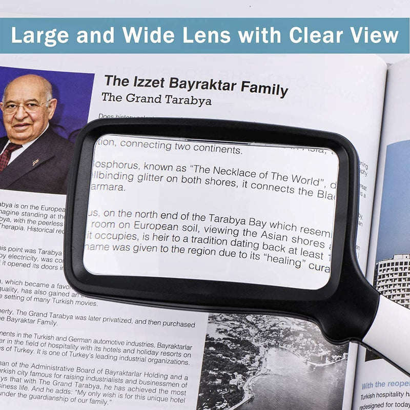 Folding Handheld Magnifying Glasses with Light, 3X Large Rectangle Reading Magnifier with Dimmable LED for Seniors with Macular Degeneration, Newspaper, Books, Small Print, for Low Visions - NewNest Australia