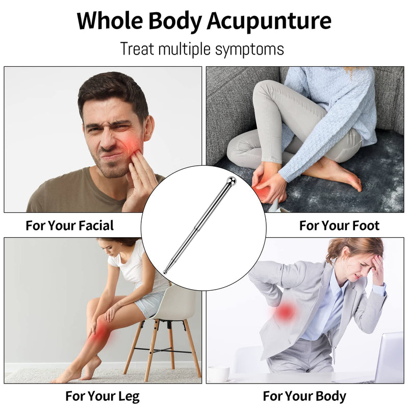 Acupuncture Pen Retractable Stainless Steel Massage Pen Facial Reflexology Tools Trigger Point Massager Tool for Whole Body Massage, Meridian-Dredge with English Instruction & Storage Bag stainless steel acupuncture pen - NewNest Australia