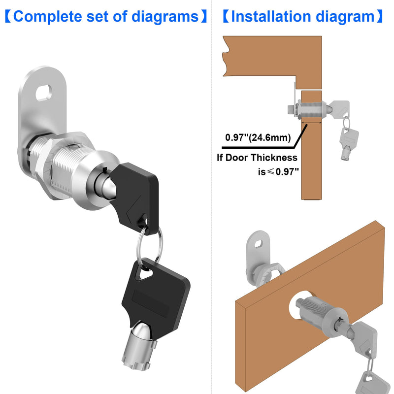 2 Pack Cam Locks Keyed Alike, 1-1/8" Cabinet Locks with Keys, RV Storage Lock Secure RV Compartment Door Toolbox Mailbox Lock Replacement Set, Zinc Alloy 2 Pack 1-1/8 Inch - NewNest Australia