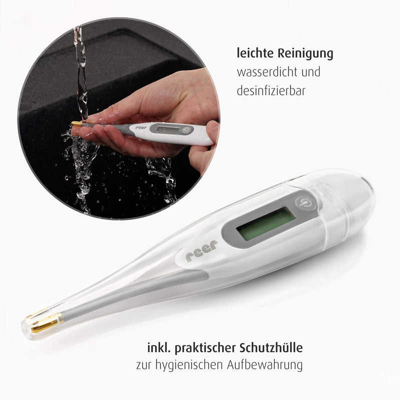 reer ExpressTemp digital clinical thermometer, measuring time 10 seconds, gold-plated flexible tip, for baby and child single - NewNest Australia