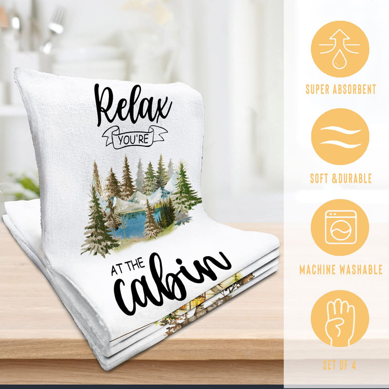 pinata Cabin Decor, Cabin Kitchen Towels Set of 4, Rustic Hand Towels, Decorative Dish Towels for Kitchen Dring Dishes, Log Cabin Decor, Farmhouse Bear Deer Tea Towels, Bath Towels - NewNest Australia