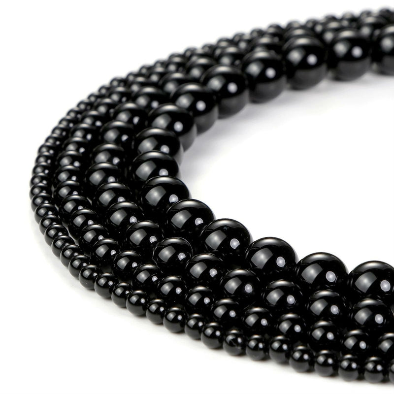 4mm Natural Black Onyx Beads Round Gemstone Loose Beads for Jewelry Making (95-100pcs/strand) 4mm - NewNest Australia