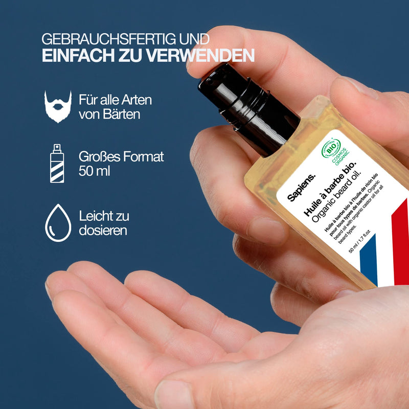Sapiens Barbershop Beard Oil Men - Organic Beard Care Oil Cosmos Organic Certified with Castor Oil - Beard Oil Growth Moisturizes Beard Conditioner - Beard Oil for Men - 50 ml 50 ml (Pack of 1) - NewNest Australia