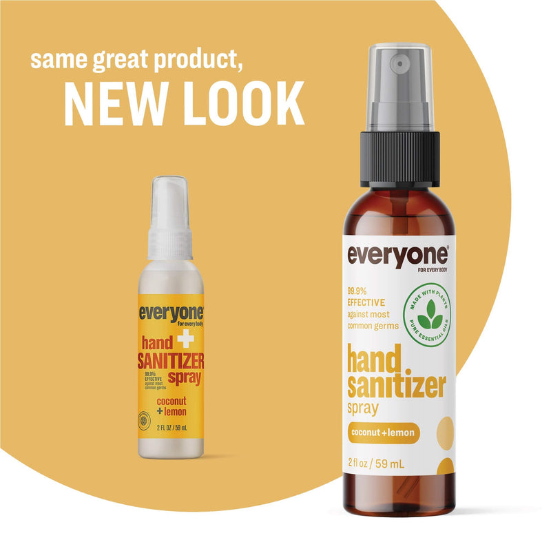 Everyone Hand Sanitizer Spray, 2 Ounce (Pack of 6), Travel Size, Coconut and Lemon, Plant Derived Alcohol with Pure Essential Oils, 99% Effective Against Germs (Packaging May Vary) 6 Count - NewNest Australia