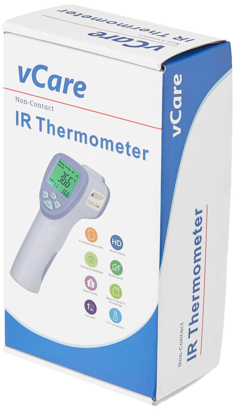 VCare Infrared Non-Contact Digital Thermometer, Certified as Medical Grade - Suitable for Reading Adult & Infant Forehead temperatures & Measuring Object Surface temperatures, high-Temperature Alarm - NewNest Australia