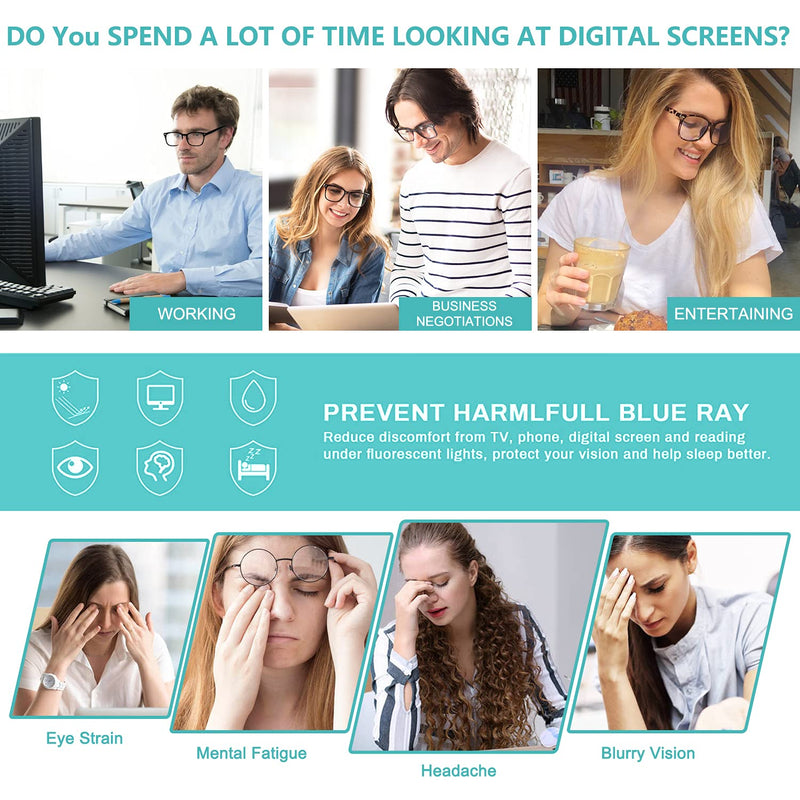 Blue Light Blocking Glasses - Women/Men 3Pack Computer Reading Gaming Anti Eyestrain Blue Light Glasses Non Prescription 1-black+douhua+clear - NewNest Australia