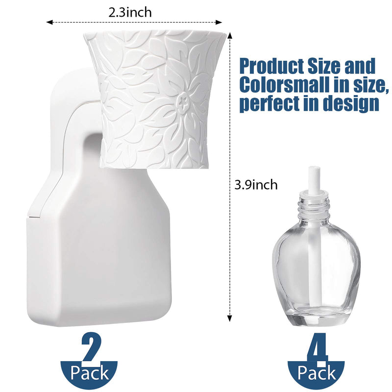 NewNest Australia - 2 Pieces Wall Plug-in Diffuser Fragrance Plug with 4 Pieces Empty Bottles for Spreading Essential Oils Home Bathroom 