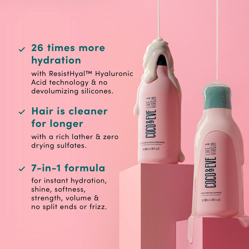 Coco & Eve Like A Virgin Shampoo & Conditioner Bundle Kit - Natural, Sulfate free Hair Care with Argan Oil, Coconut and Avocado Oil | For Dry Damaged, Color Treated Hair | Anti Frizz (250ml each) - NewNest Australia