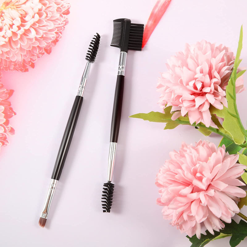 Eyebrow Brush and Comb Set, 2Pcs Eye Brow Brush, Professional Spoolie brushes, Firm Thin Angled Eyebrow Brush, Eyeliner Brush Kit, Precision Application & Blending (Black) Black - NewNest Australia