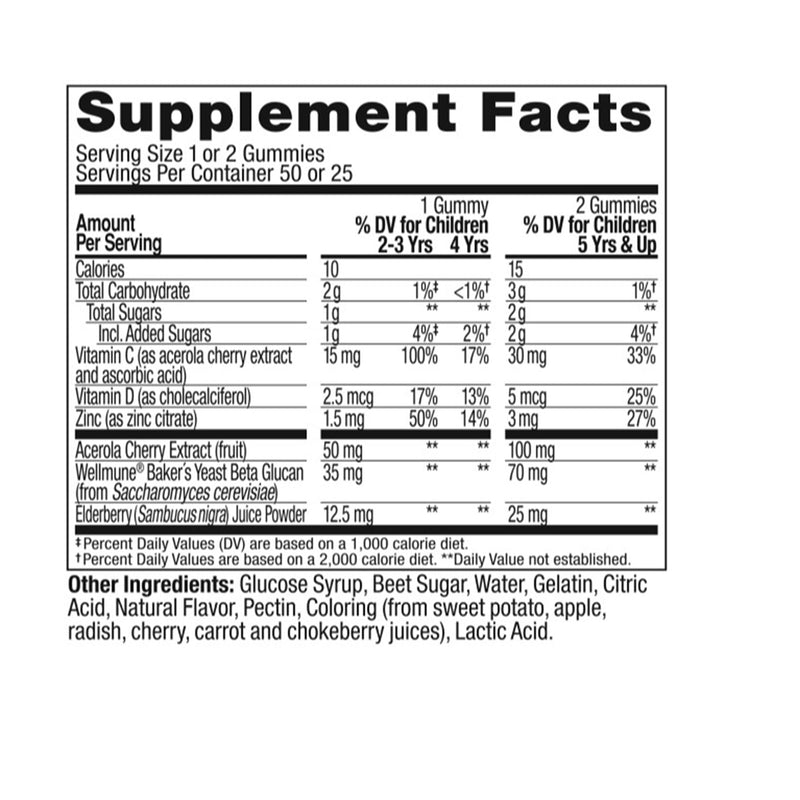 OLLY Kids Immunity Gummy, Immune Support, Wellmune, Elderberry, Vitamin C, Zinc, Kids Chewable Supplement, Cherry - 50 Count - NewNest Australia