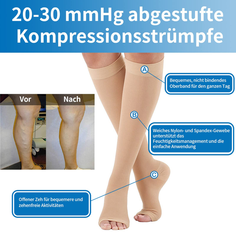 2 Pairs Of Medical Compression Stockings For Men And Women, 20-30 Mmhg, Care For Ankle Support Stockings With Gradient Compression For Varicose Veins, Blood Circulation, Beige + Black (L) - NewNest Australia