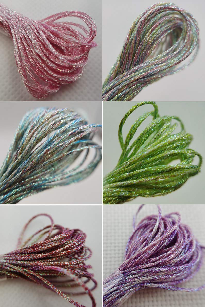 KCS 6-Strand Cross Stitch Metallic Variegated Pearl Shiny Embroidery Floss (6 skeins, Multicolored 2) - NewNest Australia
