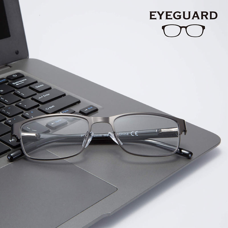 EYEGUARD Men's Rectangular Lightweight Metal Reading Glasses (Grey, 2.00) Gray 2.0 x - NewNest Australia