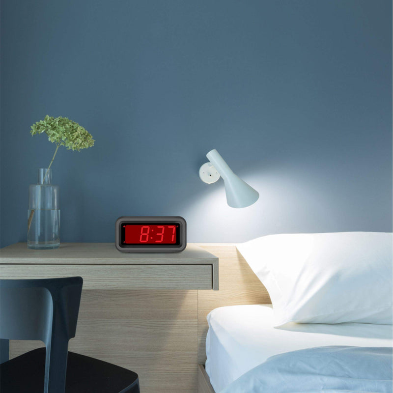 NewNest Australia - SUPLEDCK Digital Alarm Clock Battery Operated Bedside Home Travel Time Clock Night Visible LED Display (Grey) Grey 