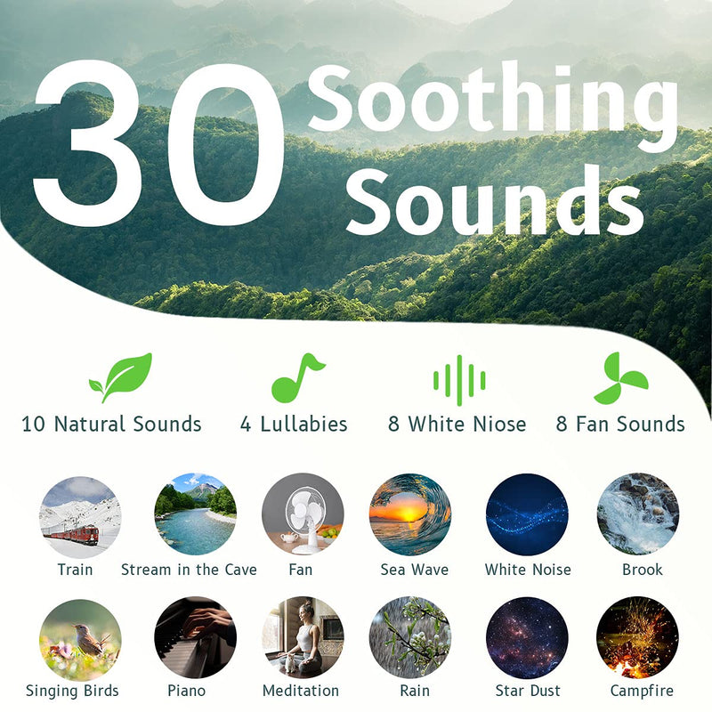 Easysleep Sound Machine White Noise Machine for Baby Adults Kids Sleeping with Night Light 25 Soothing Sounds 32 Volume 5 Timer Memory Function for Home Office Travel Wood - NewNest Australia