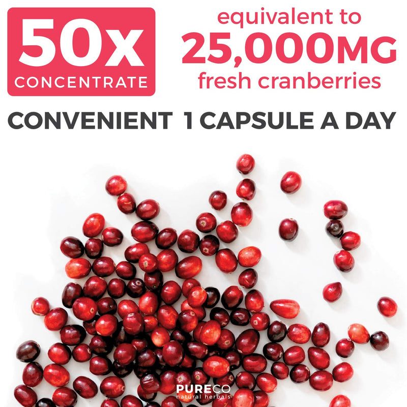 Organic Cranberry Pills - 50:1 Concentrate Equals 25,000mg of Fresh Cranberries (Vegan) for Kidney Cleanse & Urinary Tract Health - UTI Vitamins Support - Fruit Extract Supplement - 60 Capsules - NewNest Australia