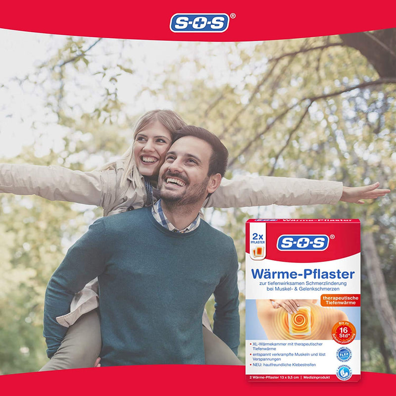 SOS heat plasters, for pain relief from muscle and joint pain, relieve tension with up to 8 hours of effective heat, 8 x 2 plasters - NewNest Australia