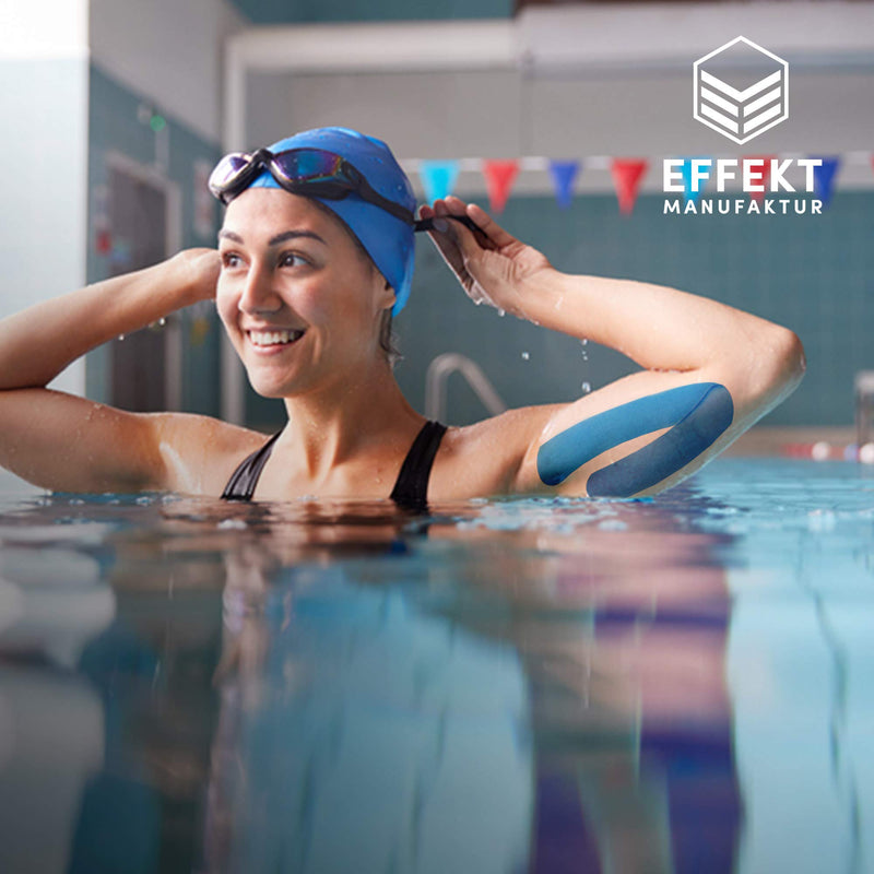 Effekt Kinesiology Tape Waterproof (5 m x 5 cm), 2 Rolls - Elastic Physio Tape for Muscle Support and Injury Recovery, Medical Tape, Kinetic Tape, Durable Kinesthetic Tape (Blue + Pink) Light Blue + Pink - NewNest Australia