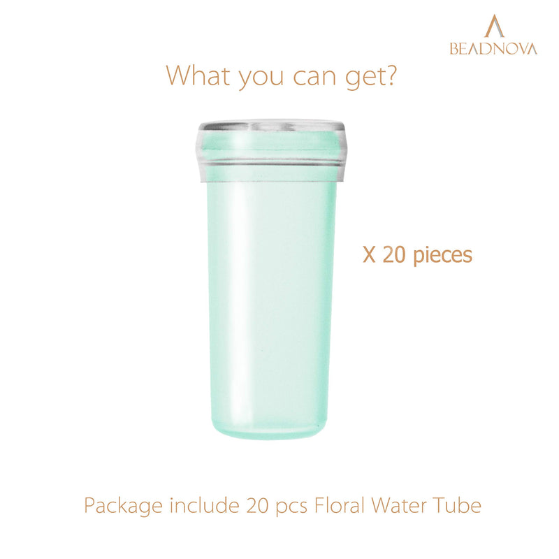 BEADNOVA Floral Water Tubes 1.6 Inch Plastic Water Tubes for Floral Flower Vials with Caps for Flower Arrangement Decoration (Green, 20 Pcs) 20pcs - NewNest Australia