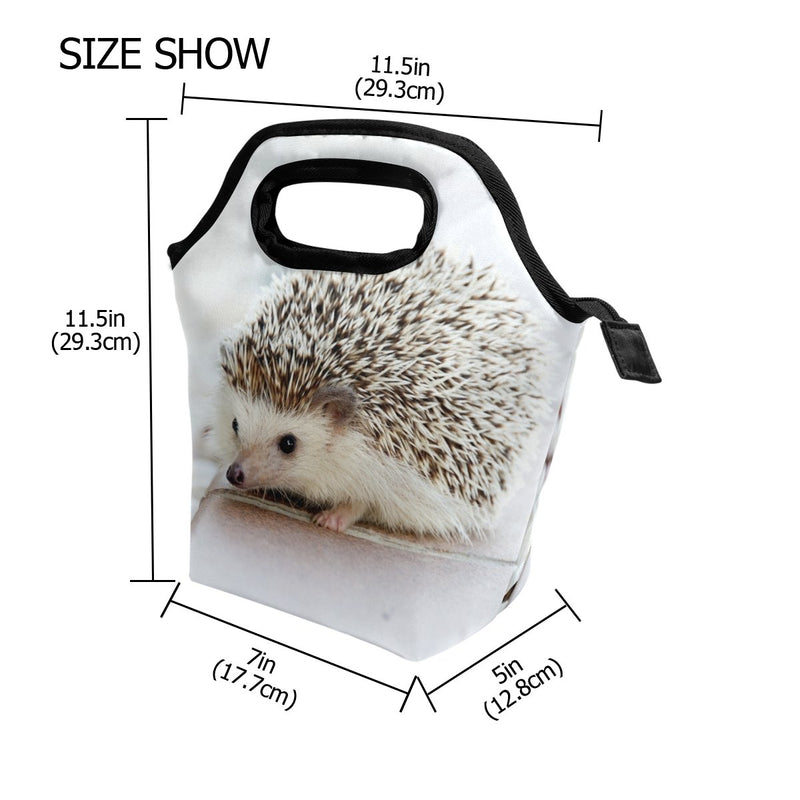 NewNest Australia - Lunch Bag Hedgehog Printed Neoprene Tote Reusable Insulated Waterproof School Picnic Carrying Gourmet Lunchbox Container Organizer For Men, Women, Adults, Kids, Girls, Boys 