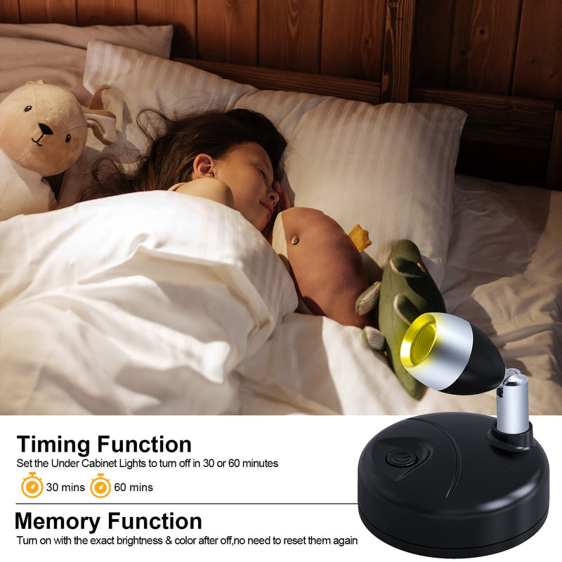 T-Dimeen LED Spot Lights Indoor Wireless Battery Operated Small Spotlight with Remote Control RGB+W Mini Accent Lights w/ Dimmer & Timer for Lighting up Artwork Painting Display (2-Pack) 2 Pack - NewNest Australia