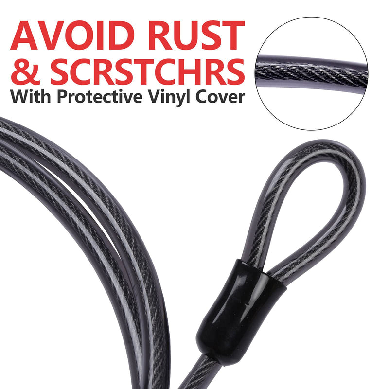 Security Steel Cable with Loops - 6ft Heavy Duty Bike Steel Cable 2/5 X 6' Braided Cable for U-Lock and Padlock - NewNest Australia