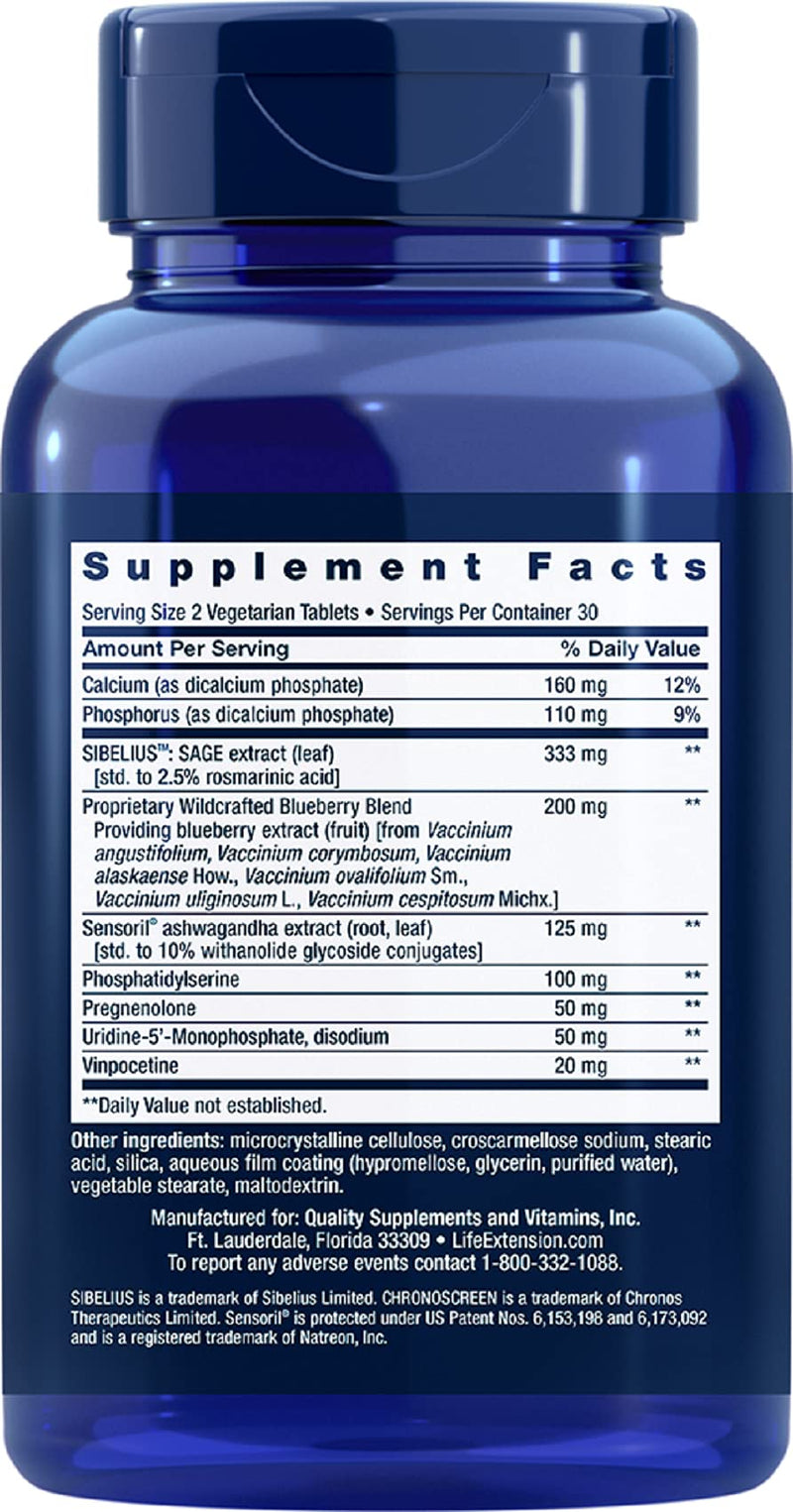 Life Extension Cognitex Elite Pregnenolone 60 Vegetarian Tablets, Multi-Nutrient Formula for Brain Health Support, Nutrition For Memory, Focus, Attention & Cognitive Performance - Non-GMO, Gluten-Free - NewNest Australia