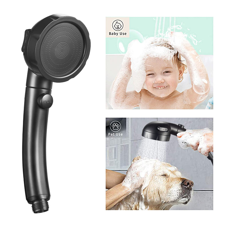 KAIYING Drill-Free High Pressure Handheld Shower Head with ON/OFF Pause Switch 3 Spray Modes Water Saving Showerhead , Detachable Puppy Shower Accessories (N:Shower Head (Black)+Bracket+Hose) Black - NewNest Australia