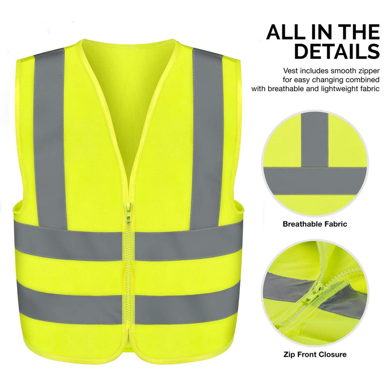 NEIKO High Visibility Safety Vest with Reflective Strips | Neon Yellow Color | Zipper Front | High Visibility and Safety Large - NewNest Australia