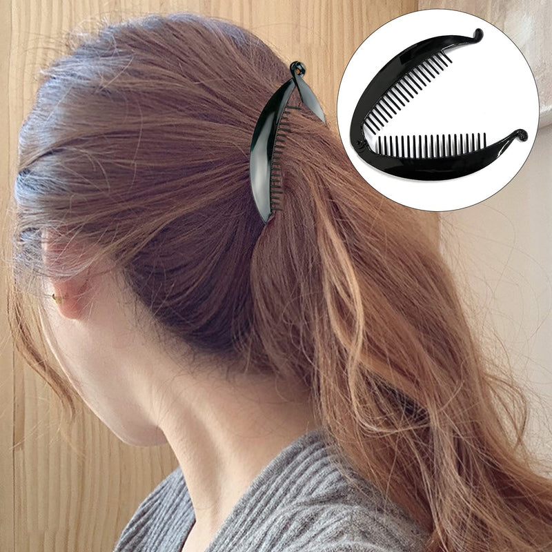 4 Pcs Banana Hair Clips, Double Combs Fishtail Pearl Hair Clip Hair Accessories, Retro Plastic Comb Grips Hair Comb Clips, DIY Hairstyles, for Thick Fluffy Hair, Curly Hair. - NewNest Australia