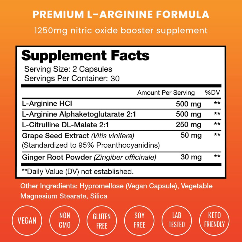Premium L Arginine Nitric Oxide Supplement | Extra Strength for Energy, Muscle Growth, Heart Health, Vascularity & Stamina | Powerful NO Booster Capsules with L-Arginine & L-Citrulline Powder - NewNest Australia